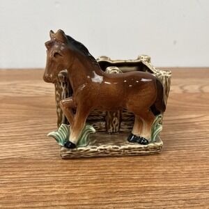 Vintage Small Horse Planter, Trinket Box, Ceramic From Occupied Japan